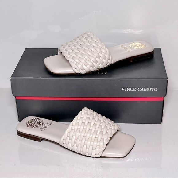 Vince Camuto Leather Quilted Slide Sandals - Arissa - Picture 1 of 7